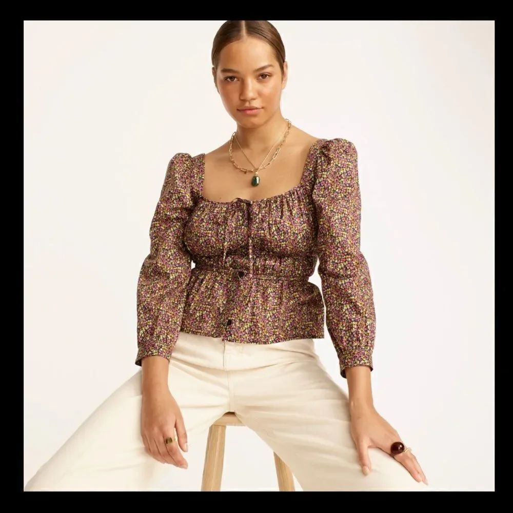 J Crew Liberty Busy Izzy Cinched Waist Top NWT